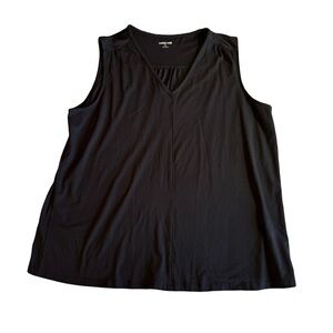NWT Women's Lands' End Tank Sleeveless Top, Cotton Viscose, Black, Size 1X‎